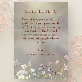Elegante bloemenherfst bruiloft dank u kaarten