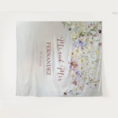 Elegante bloemenherfst Mr en Mrs Wedding Achtergro Wandkleed (Voorkant (horizontaal))
