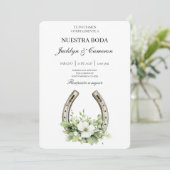Elegante Bloemenhoef Bruiloft Uitnodiging (Staand voorkant)