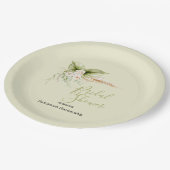 Elegante Bloemenhoek Vrijgezellenfeest Sjabloon Papieren Bordje (Gekanteld)