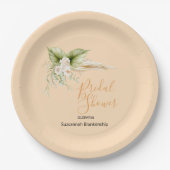 Elegante Bloemenhoek Vrijgezellenfeest Sjabloon Papieren Bordje (Voorkant)