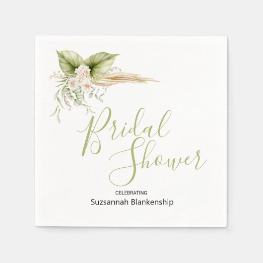 Elegante Bloemenhoek Vrijgezellenfeest Sjabloon Servet (Voorkant)