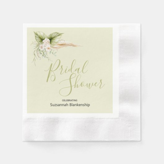 Elegante Bloemenhoek Vrijgezellenfeest Sjabloon Servet (Voorkant)