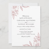 Elegante Bloemenhoeken Bruiloft Blush Roze QR Code Kaart (Voorkant)