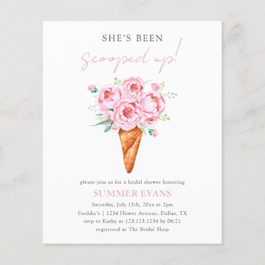 Elegante bloemenijs bruids douche uitnodiging flyer (Voorkant)