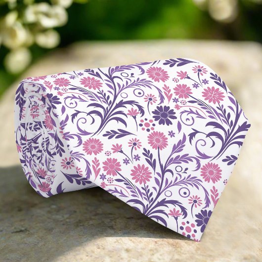 Elegante bloemenillustratie op witte achtergrond stropdas