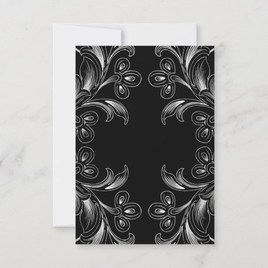 Elegante Bloemenkaart Zwart-Wit RSVP (Achterkant)