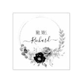 Elegante Bloemenkader Monogram Huwelijk Rubberstempel (Afrduk)