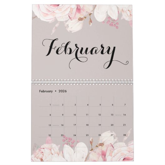 Elegante bloemenkalender aan de wand 2024 kalender (Feb 2026)