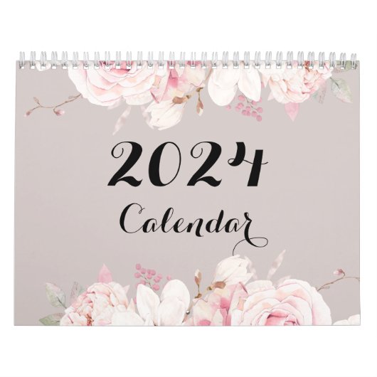 Elegante bloemenkalender aan de wand 2024 kalender (Hoes)