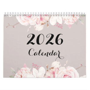 Elegante bloemenkalender voor aan de muur 2026 kalender