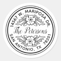 Elegante bloemenkalligrafie retouradres label