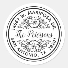 Elegante bloemenkalligrafie retouradres label