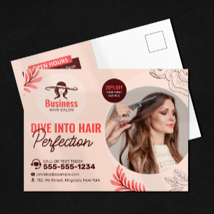 Elegante Bloemenkapsalon Kapper Make-up Kunstenaar Briefkaart