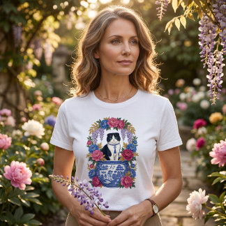 Elegante Bloemenkater T-shirt