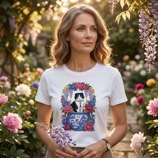 Elegante Bloemenkater T-shirt