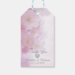 Elegante bloemenkersenbloesems dank u bruiloft cadeaulabel