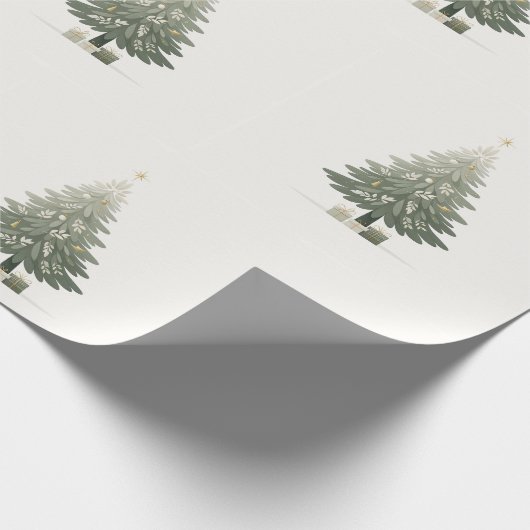 Elegante bloemenkerstboom cadeaupapier (Hoek)
