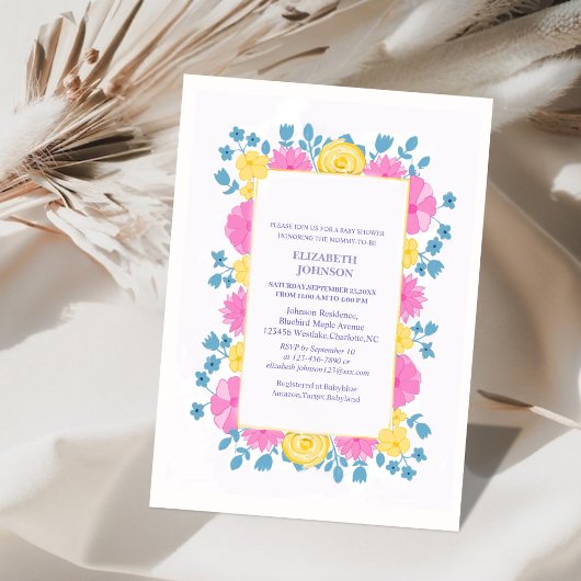 Elegante bloemenklassieker kleurrijk baby shower kaart