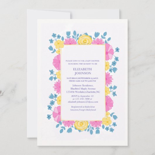 Elegante bloemenklassieker kleurrijk baby shower kaart (Voorkant)