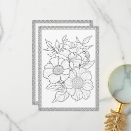 Elegante bloemenkleur uw eigen wenskaart bedankkaart