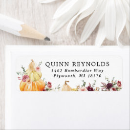 Elegante Bloemenkleurige Pompoen | Retouradreslabe Etiket