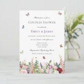 Elegante bloemenkoppels douche kaart (Staand voorkant)