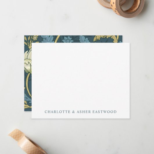 Elegante bloemenkoppels Flat Note Kaart Notitiekaartje (Voorkant / Achterkant in situ)