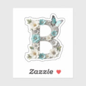 Elegante Bloemenkraal Monogram B Vinyl Sticker (Vel)