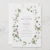Elegante Bloemenkrans Babyshower met Aquarel Kaart (Voorkant)