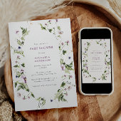 Elegante Bloemenkrans Babyshower met Aquarel Kaart