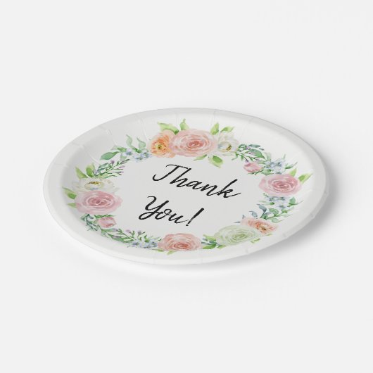 Elegante bloemenkrans bedankbriefje cadeautje papieren bordje (Gekanteld)