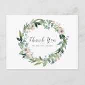 Elegante Bloemenkrans bruiloft Dank u Briefkaart (Voorkant)