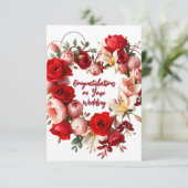 Elegante Bloemenkrans bruiloft gefeliciteerd Kaart (Staand voorkant)