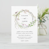 Elegante bloemenkrans bruiloft kaart (Staand voorkant)