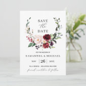 Elegante bloemenkrans burugndy eucalyptus bruiloft kaart (Staand voorkant)