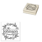 Elegante Bloemenkrans Familienaam Custom Rubberstempel (Gestempeld)
