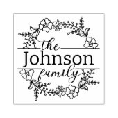 Elegante Bloemenkrans Familienaam Custom Rubberstempel (Afrduk)