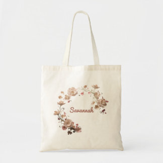 Elegante bloemenkrans gepersonaliseerde Canvas tas