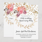 Elegante bloemenkrans glitters bruiloft jubileum kaart (Voorkant / Achterkant)