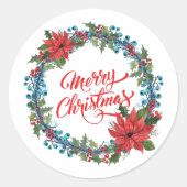 Elegante bloemenkrans Kerstmis | Sticker Seal (Voorkant)