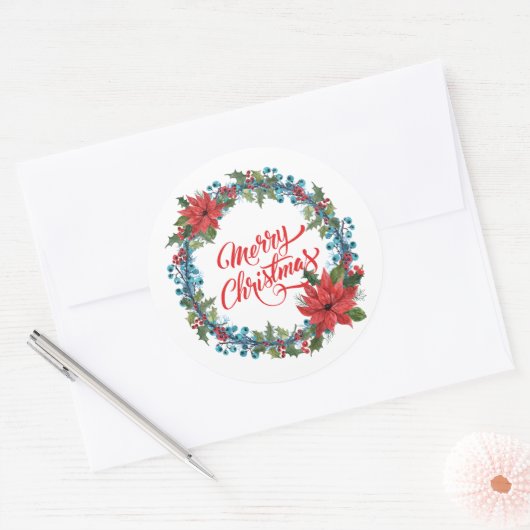 Elegante bloemenkrans Kerstmis | Sticker Seal (Envelop)