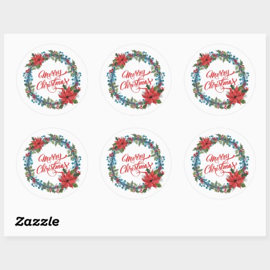 Elegante bloemenkrans Kerstmis | Sticker Seal (Vel)