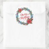 Elegante bloemenkrans Kerstmis | Sticker Seal (Tas)