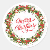 Elegante bloemenkrans Kerstmis | Sticker Seal (Voorkant)