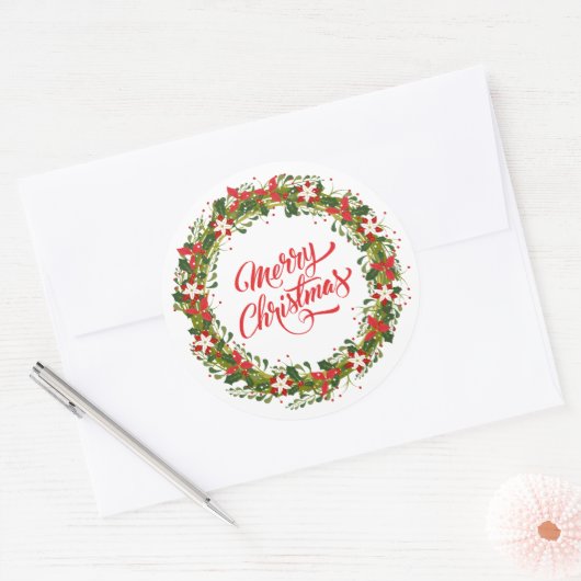 Elegante bloemenkrans Kerstmis | Sticker Seal (Envelop)