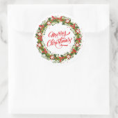 Elegante bloemenkrans Kerstmis | Sticker Seal (Tas)