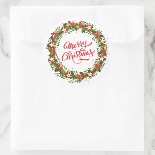 Elegante bloemenkrans Kerstmis | Sticker Seal (Tas)