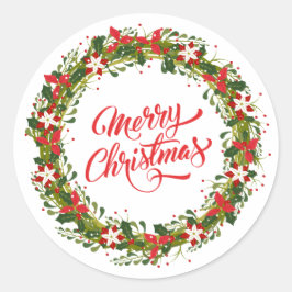 Elegante bloemenkrans Kerstmis | Sticker Seal