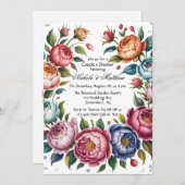 Elegante bloemenkrans koppels Douche Kaart (Voorkant / Achterkant)